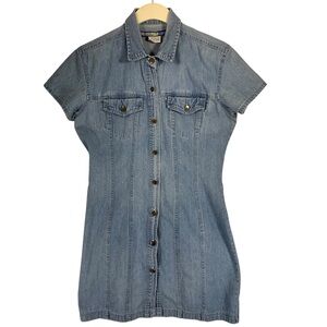 Dixie Blues Denim Light Blue jean shirt dress short sleev  size medium